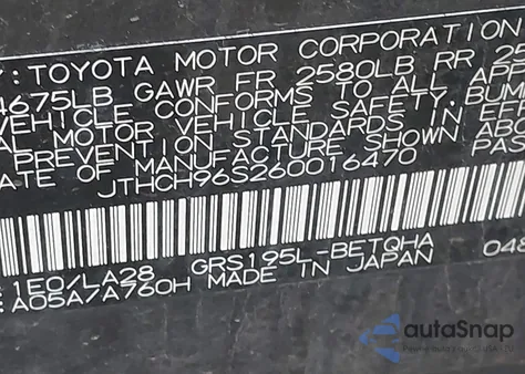 2006 Lexus Gs 300 z USA, uszkodzony, nr VIN JTHCH96S260016470
